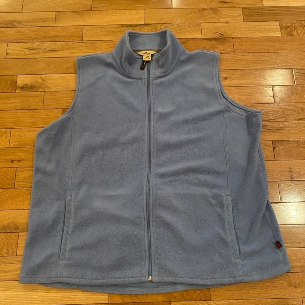 Woolrich Womens 2XL Light Blue Full Zip Fleece Vest Mock Neck Sleeveless Jacket